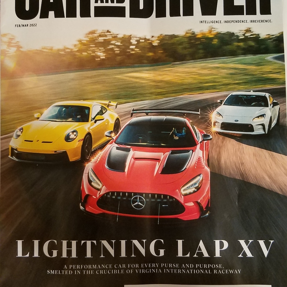 Two magazines 1  Car and Driver Magazine Febuary/March 2022 issue 1  The Bu